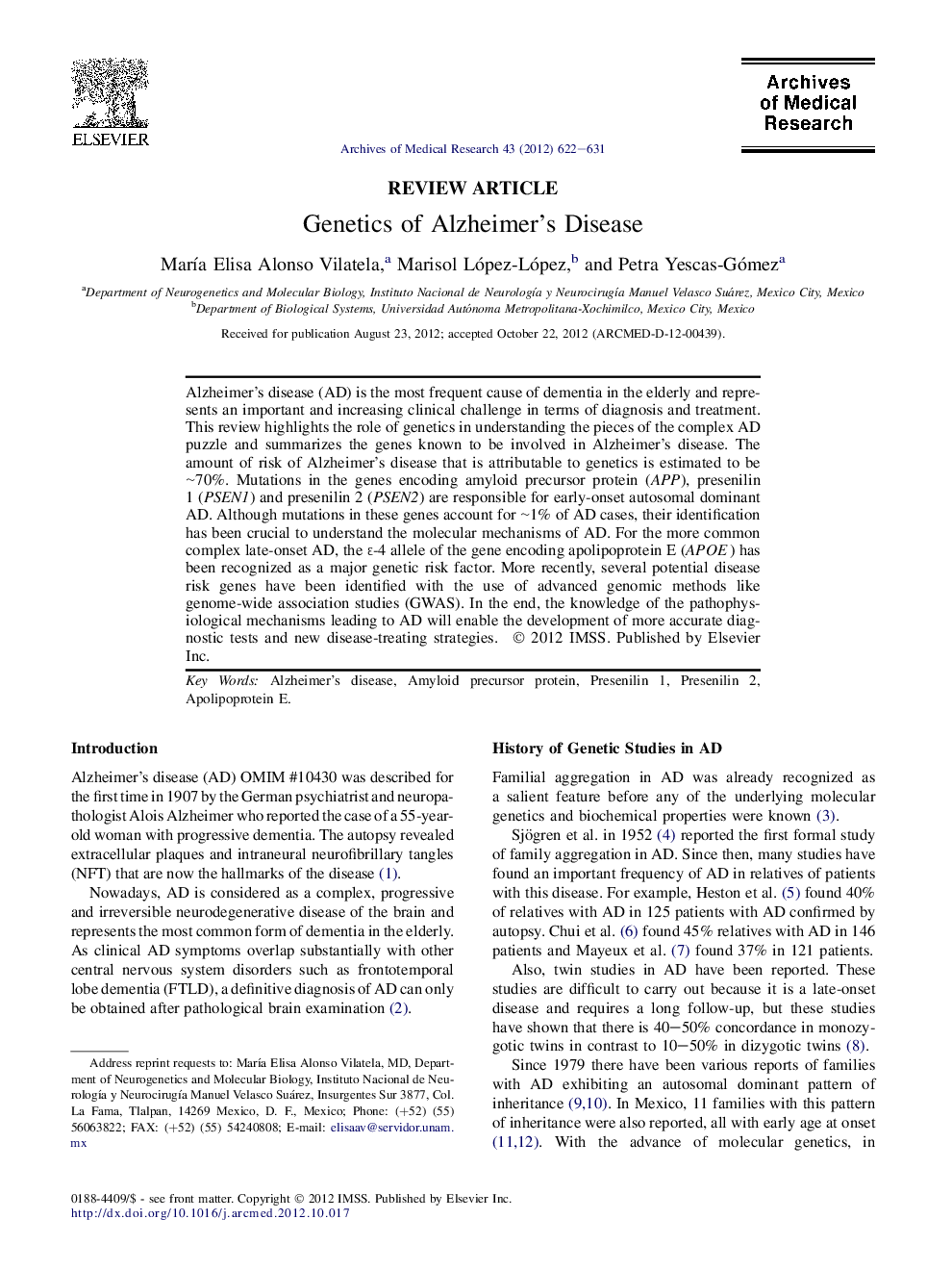 Genetics of Alzheimer’s Disease