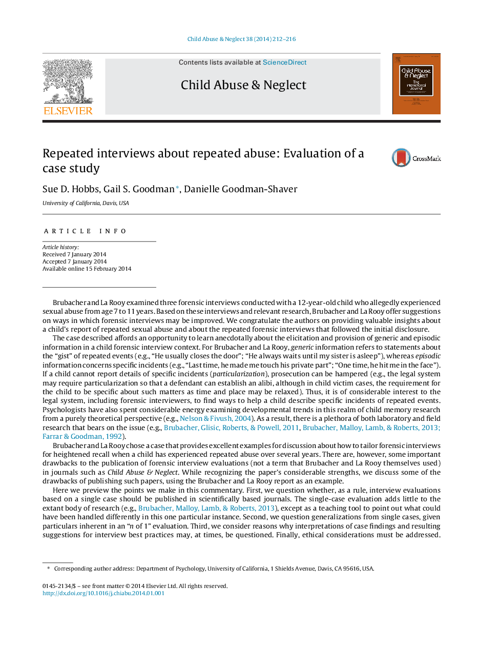 Repeated interviews about repeated abuse: Evaluation of a case study