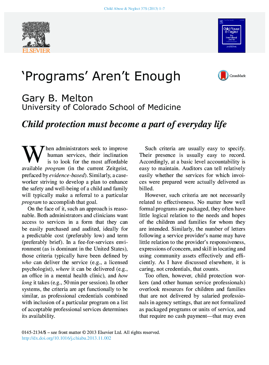 'Programs' Aren't Enough