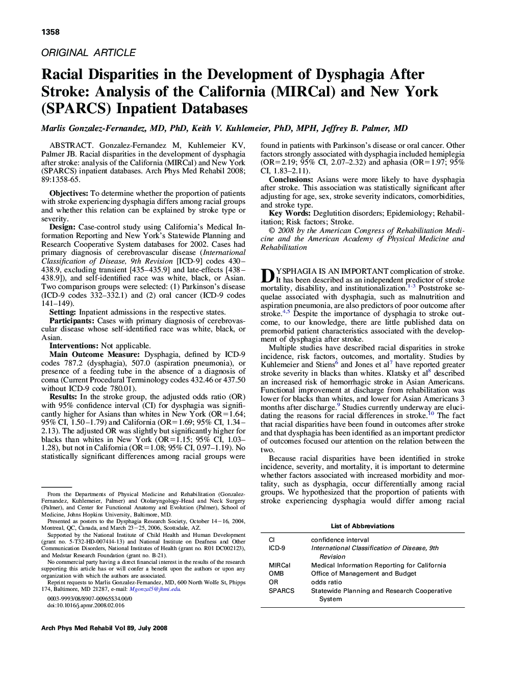 Racial Disparities in the Development of Dysphagia After Stroke: Analysis of the California (MIRCal) and New York (SPARCS) Inpatient Databases