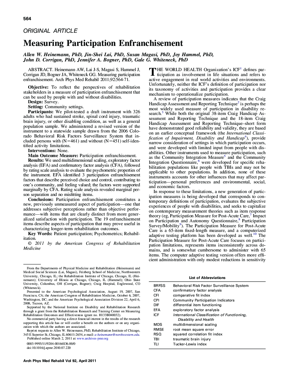 Measuring Participation Enfranchisement 