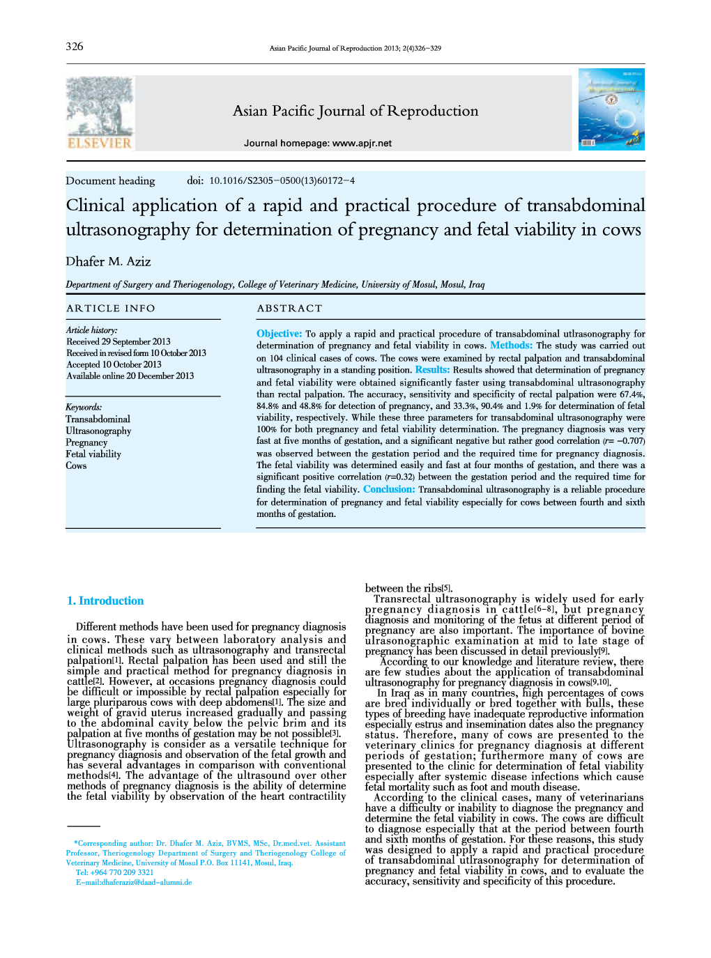 Clinical application of a rapid and practical procedure of transabdominal ultrasonography for determination of pregnancy and fetal viability in cows 