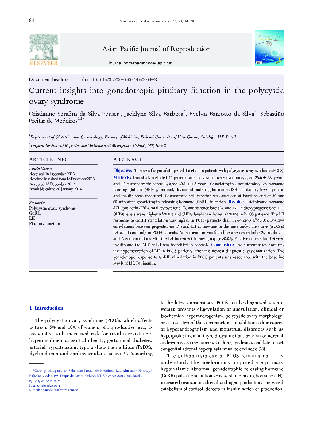 Current insights into gonadotropic pituitary function in the polycystic ovary syndrome 