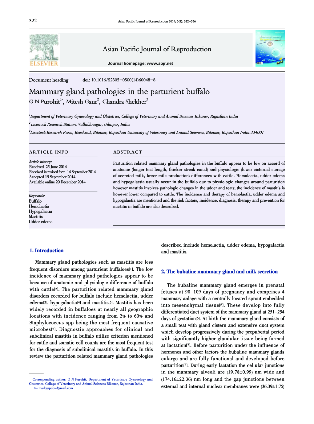 Mammary gland pathologies in the parturient buffalo 