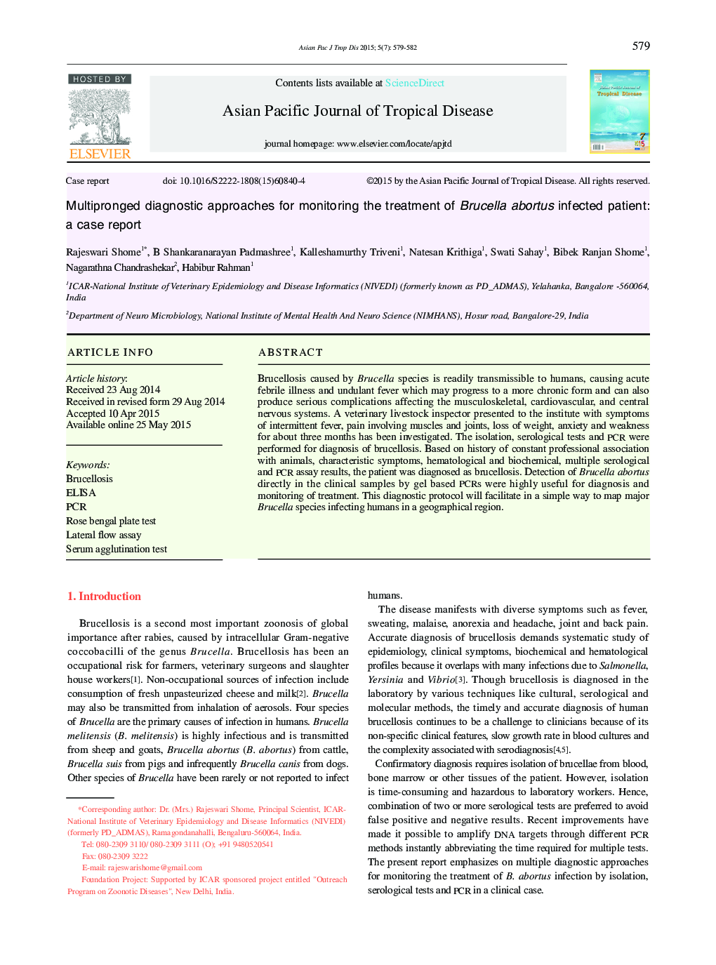 Multipronged diagnostic approaches for monitoring the treatment of Brucella abortus infected patient: a case report 