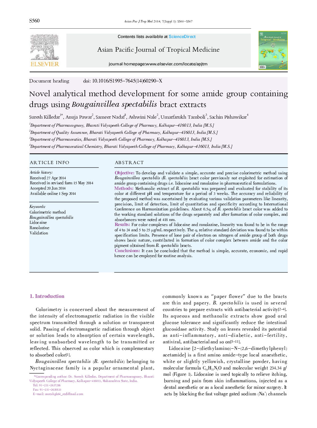 Novel analytical method development for some amide group containing drugs using Bougainvillea spectabilis bract extracts 