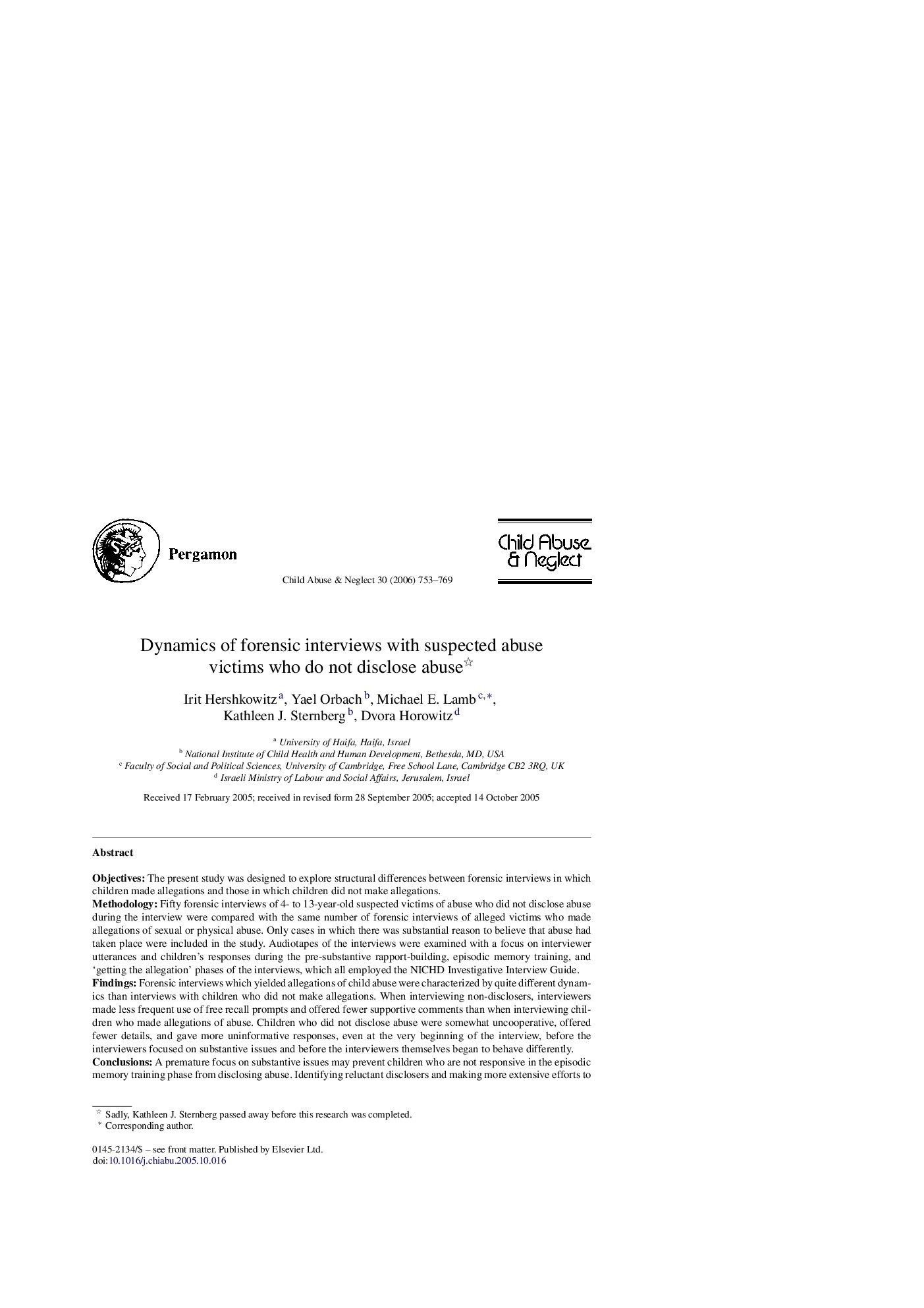 Dynamics of forensic interviews with suspected abuse victims who do not disclose abuse 