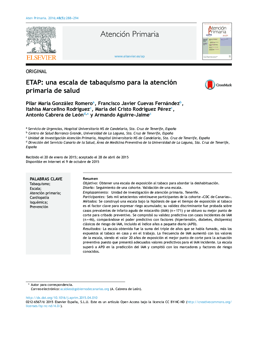 ETAP: una escala de tabaquismo para la atención primaria de salud