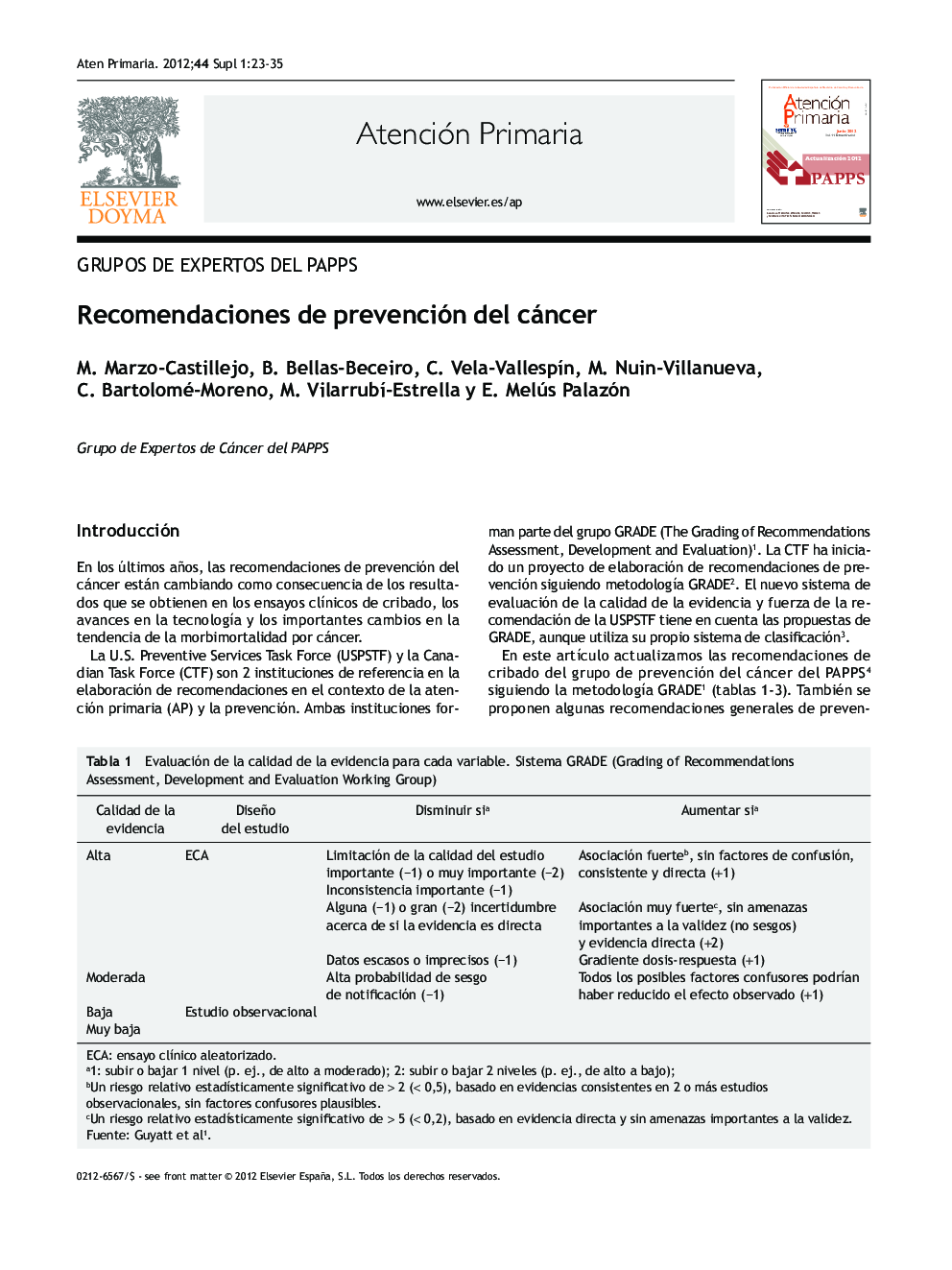 Recomendaciones de prevención del cáncer