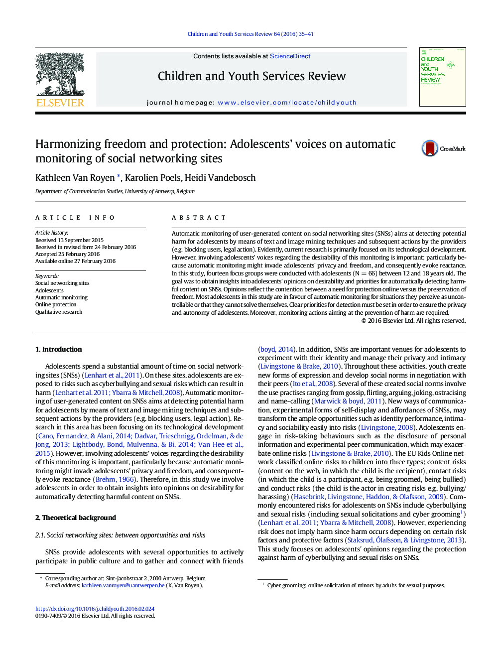 Harmonizing freedom and protection: Adolescents' voices on automatic monitoring of social networking sites