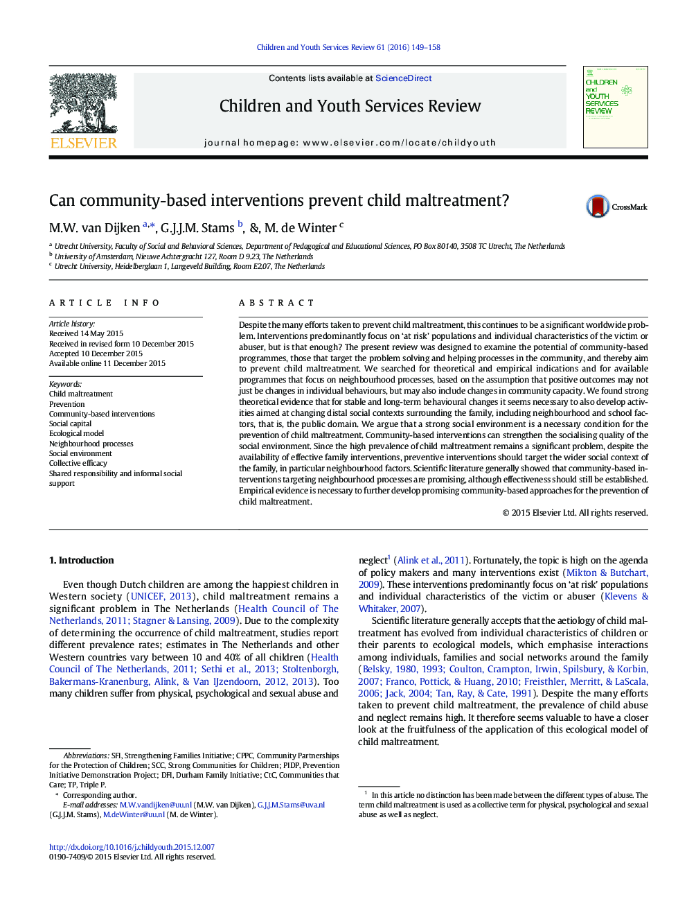Can community-based interventions prevent child maltreatment?