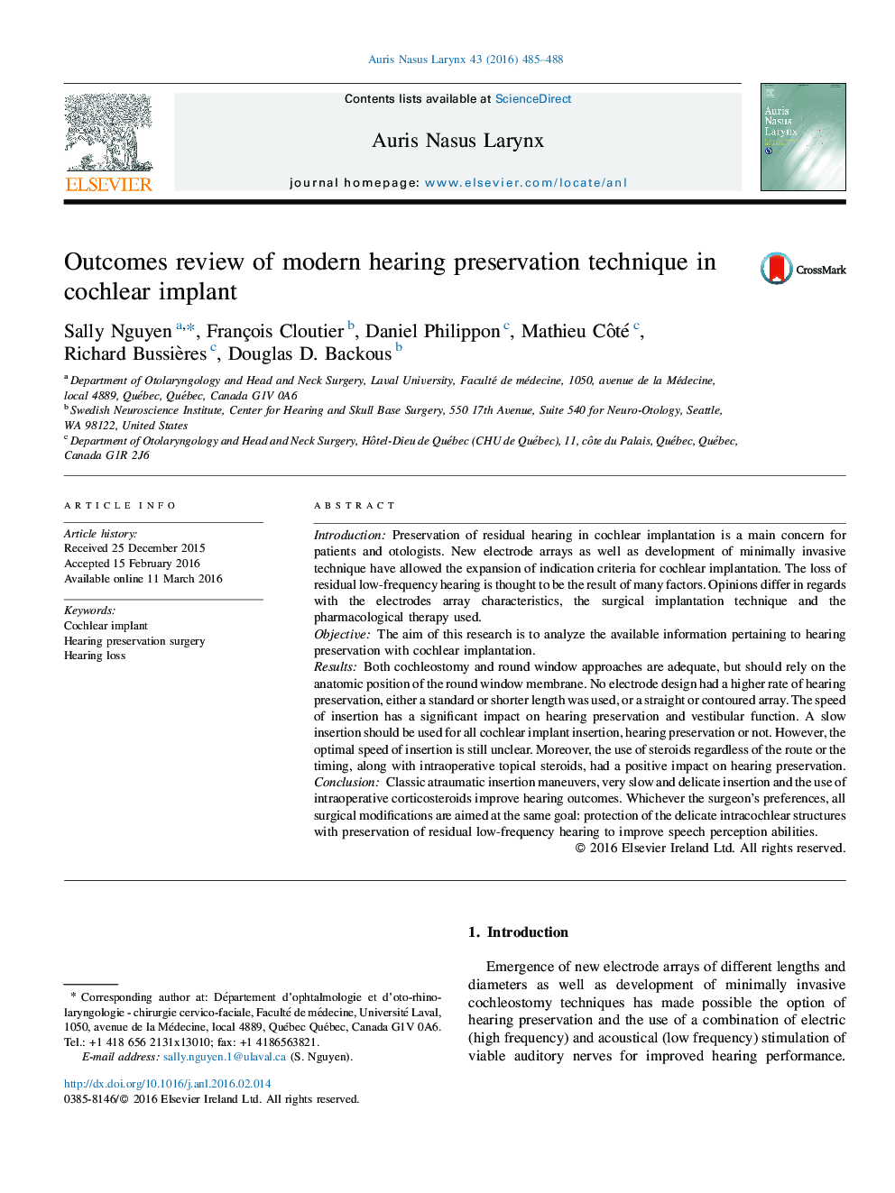 Outcomes review of modern hearing preservation technique in cochlear implant