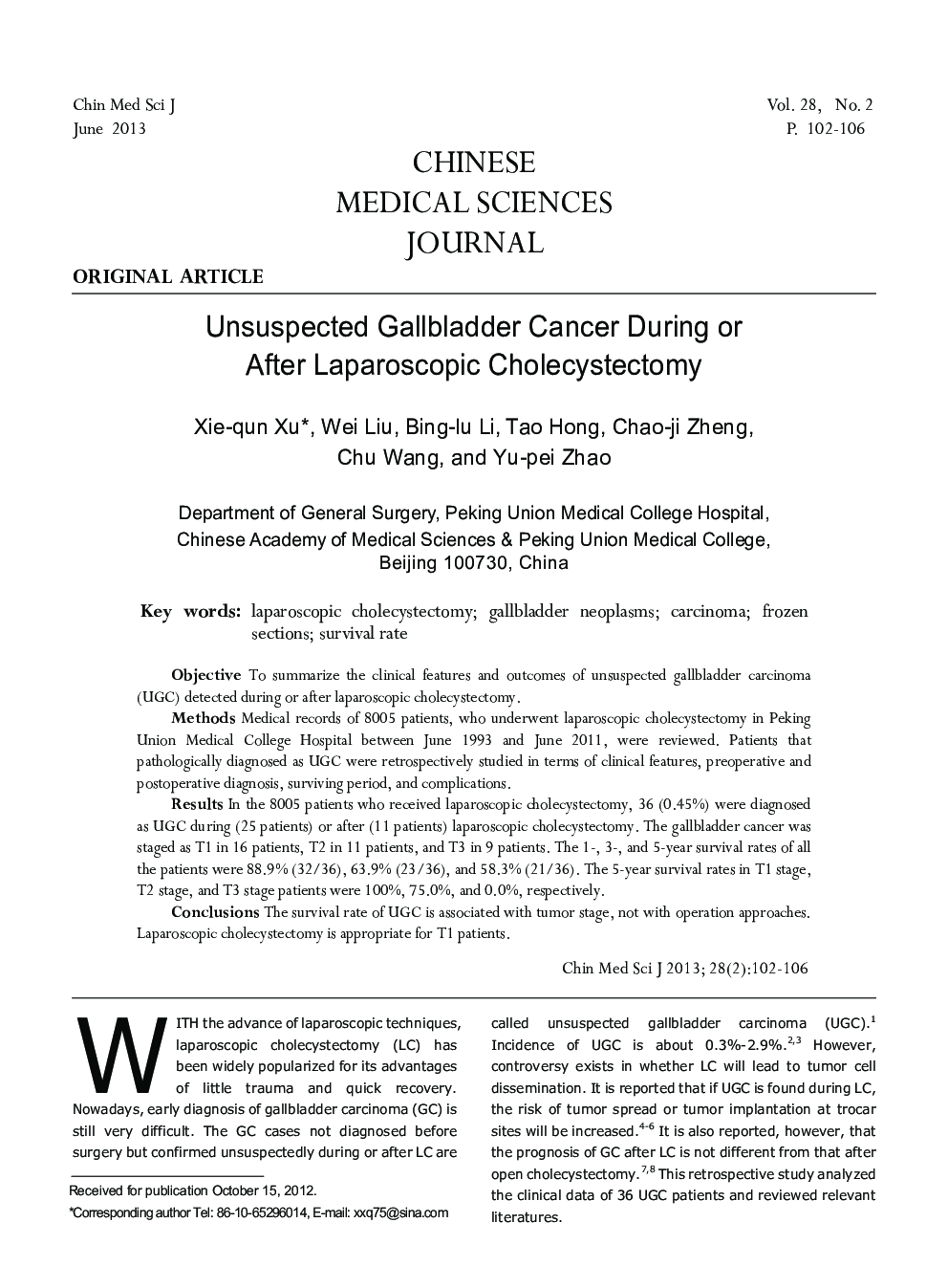 Unsuspected Gallbladder Cancer During or After Laparoscopic Cholecystectomy