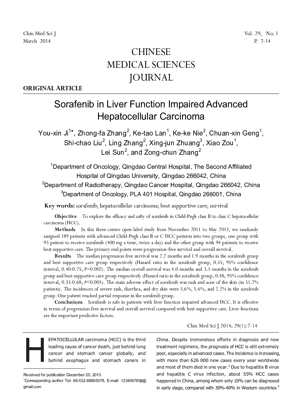 Sorafenib in Liver Function Impaired Advanced Hepatocellular Carcinoma