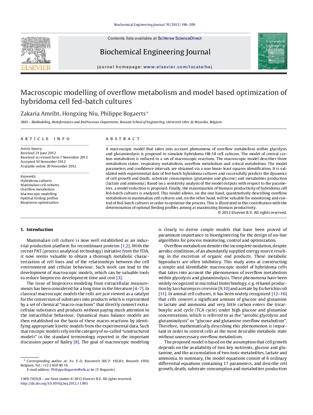 Macroscopic modelling of overflow metabolism and model based optimization of hybridoma cell fed-batch cultures