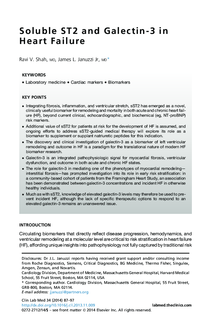 Soluble ST2 and Galectin-3 in Heart Failure