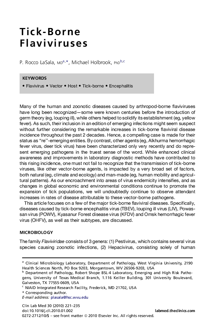 Tick-Borne Flaviviruses