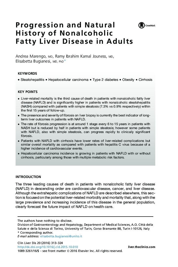 Progression and Natural History of Nonalcoholic Fatty Liver Disease in Adults