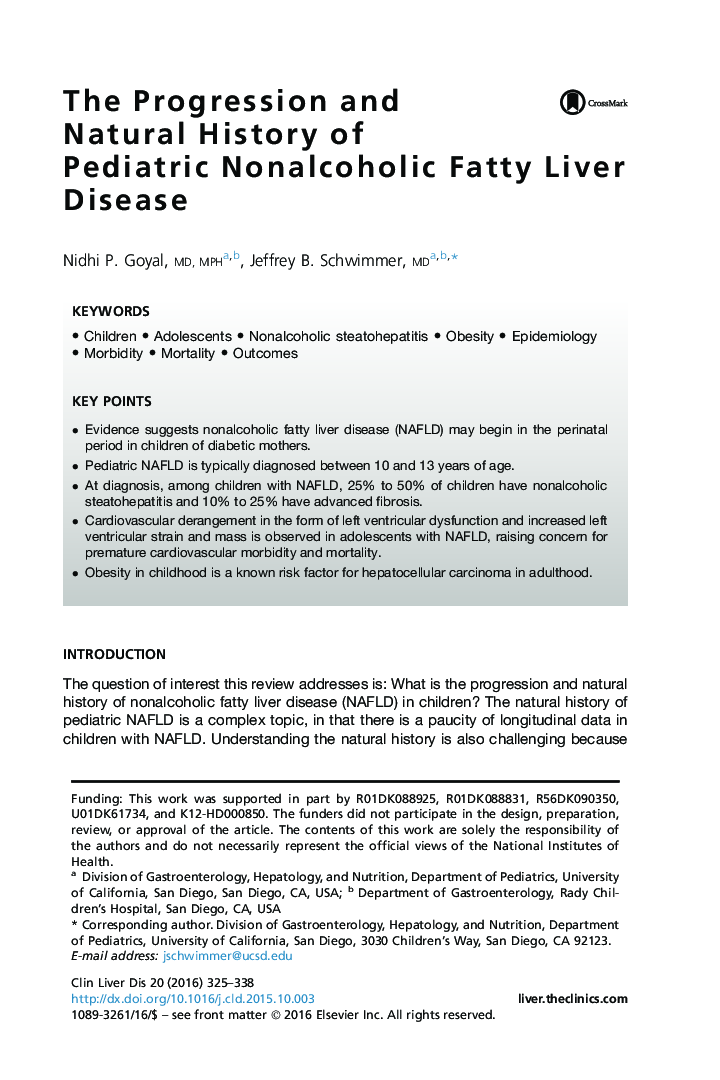 The Progression and Natural History of Pediatric Nonalcoholic Fatty Liver Disease