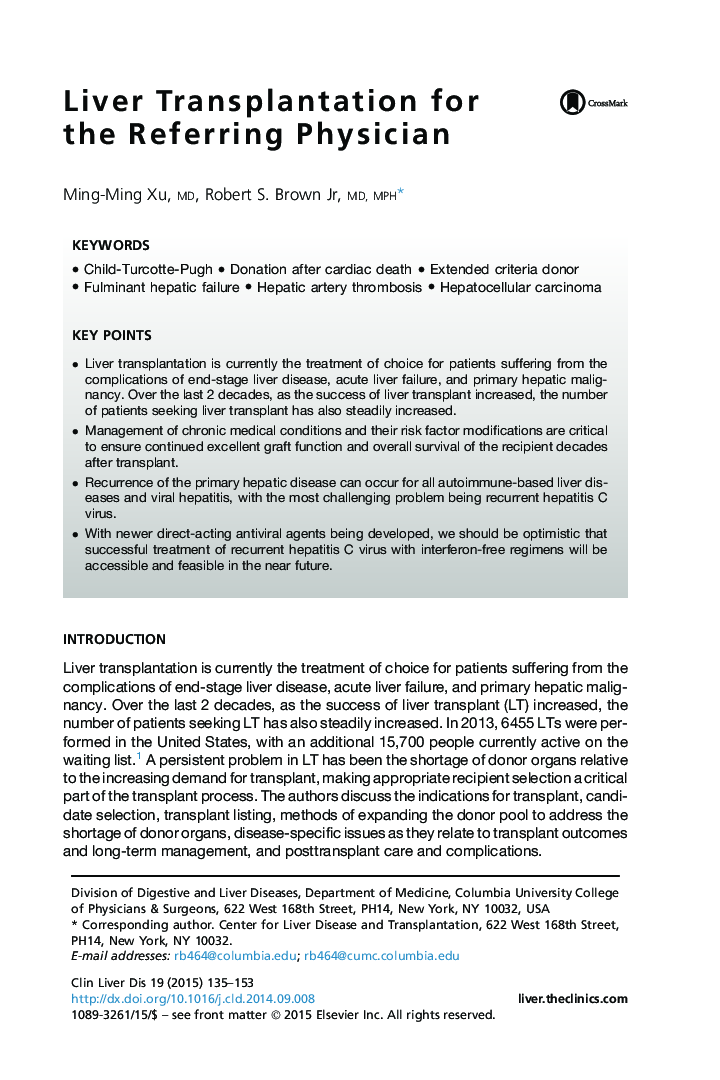 Liver Transplantation for the Referring Physician