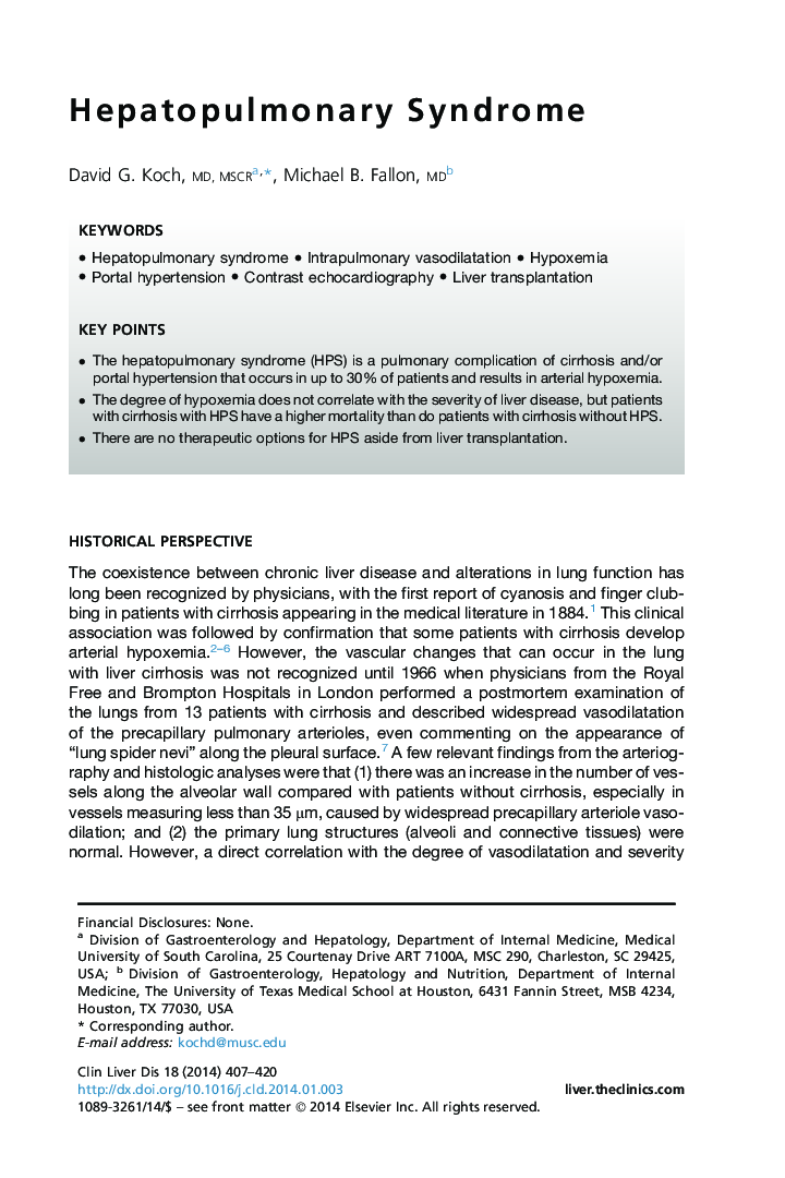 Hepatopulmonary Syndrome