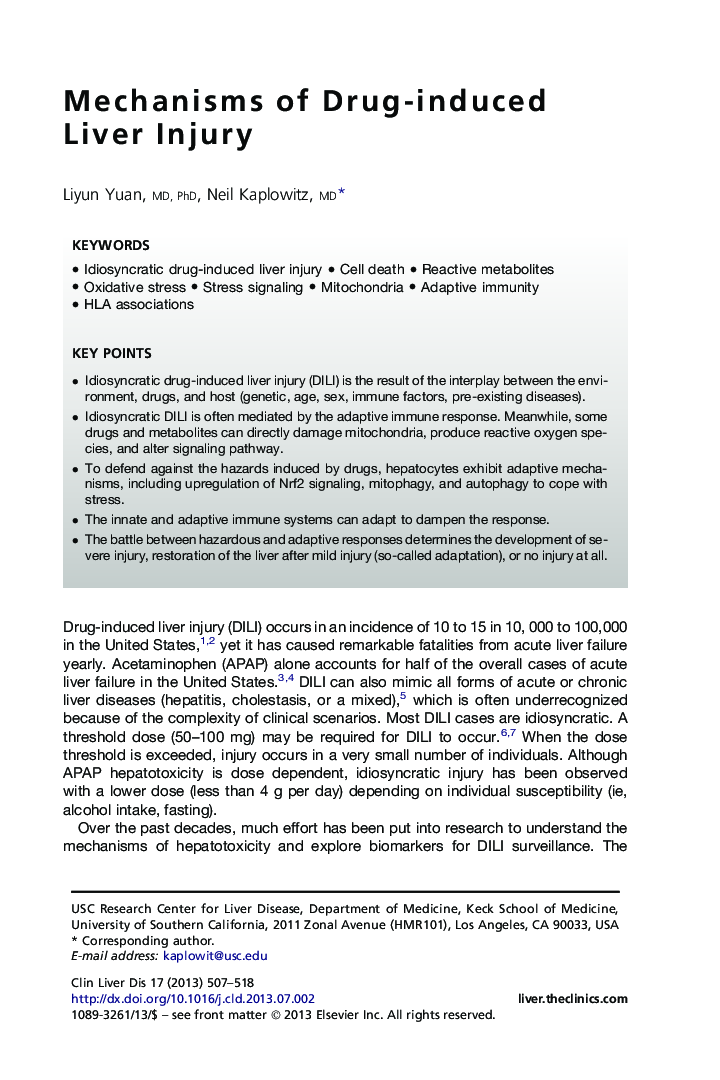 Mechanisms of Drug-induced Liver Injury