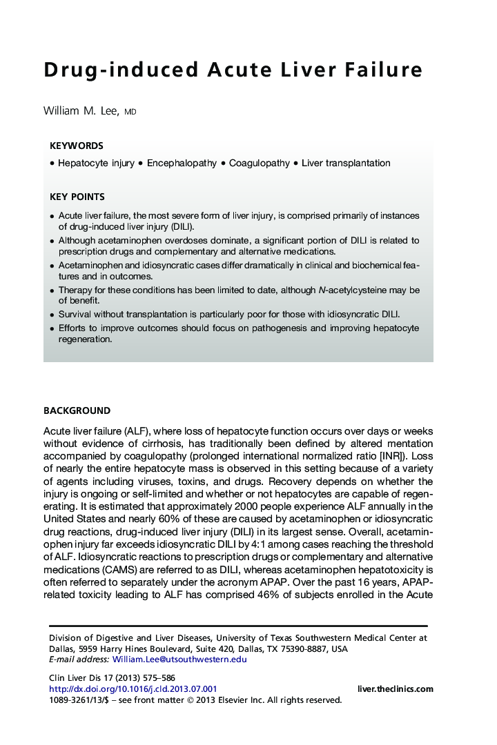 Drug-induced Acute Liver Failure