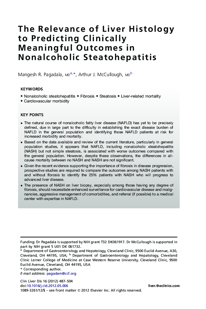 The Relevance of Liver Histology to Predicting Clinically Meaningful Outcomes in Nonalcoholic Steatohepatitis