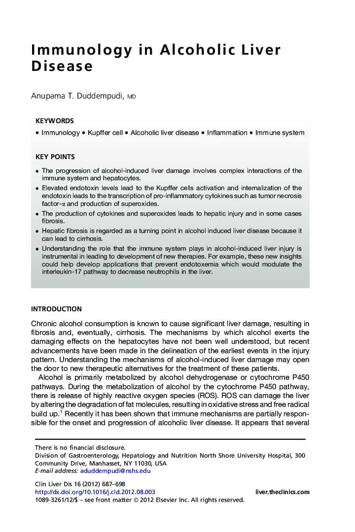 Immunology in Alcoholic Liver Disease