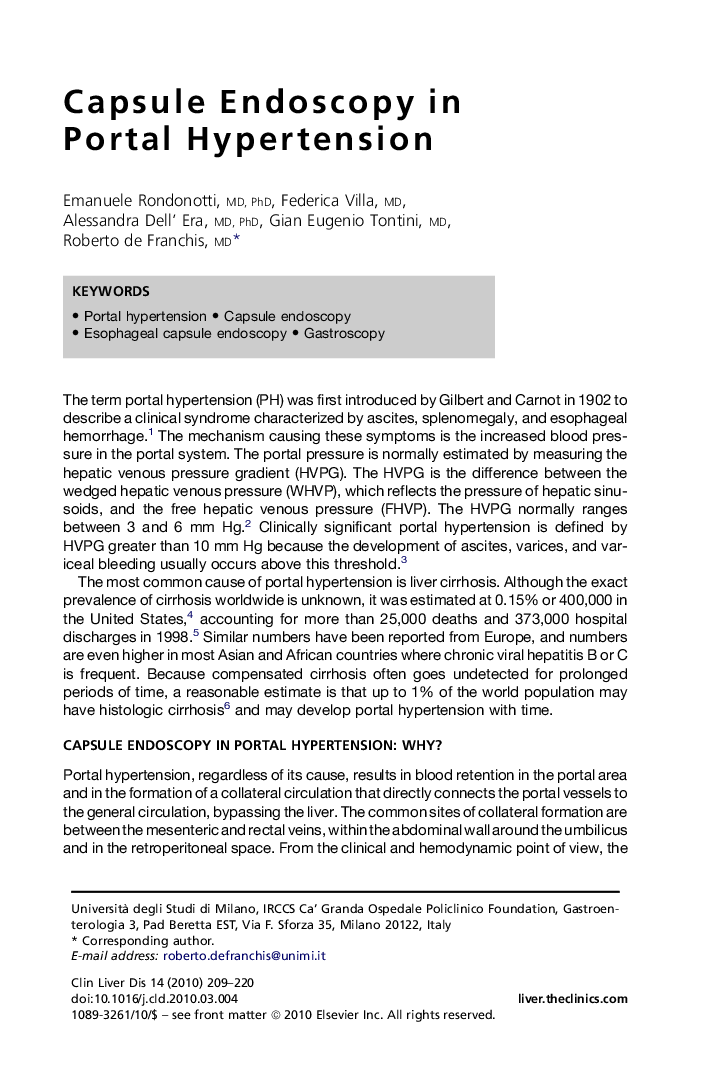 Capsule Endoscopy in Portal Hypertension