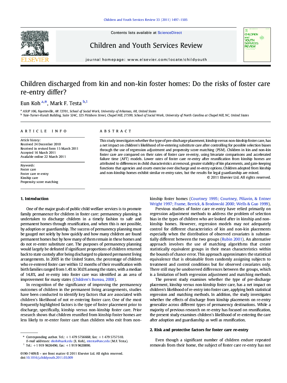 Children discharged from kin and non-kin foster homes: Do the risks of foster care re-entry differ?