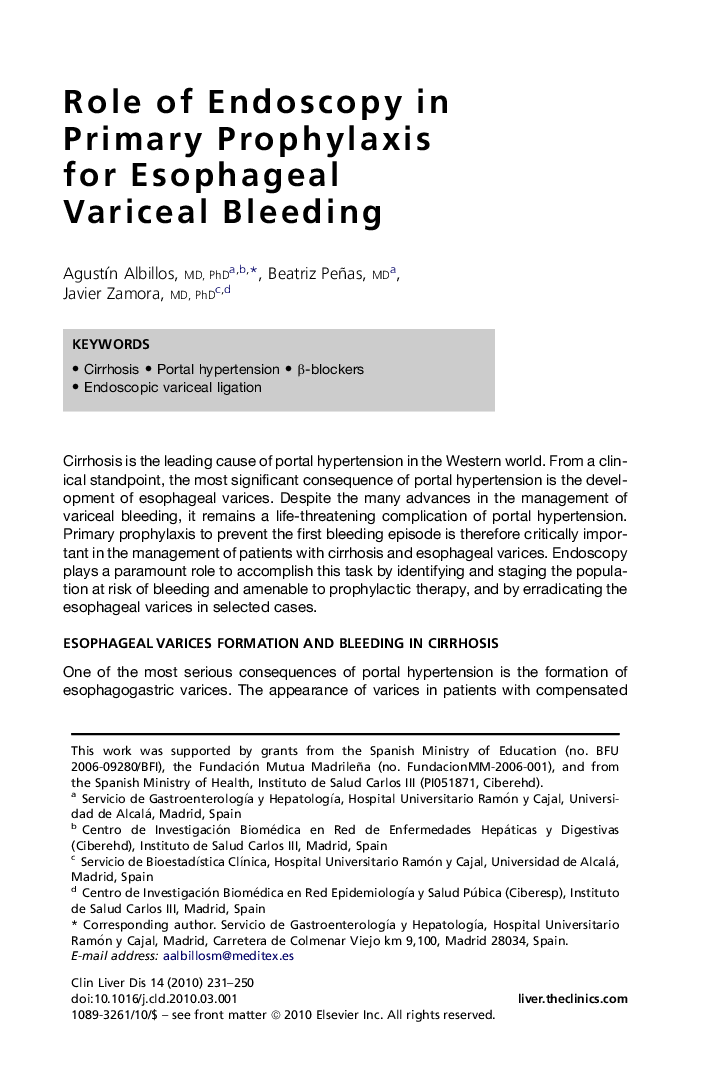 Role of Endoscopy in Primary Prophylaxis for Esophageal Variceal Bleeding