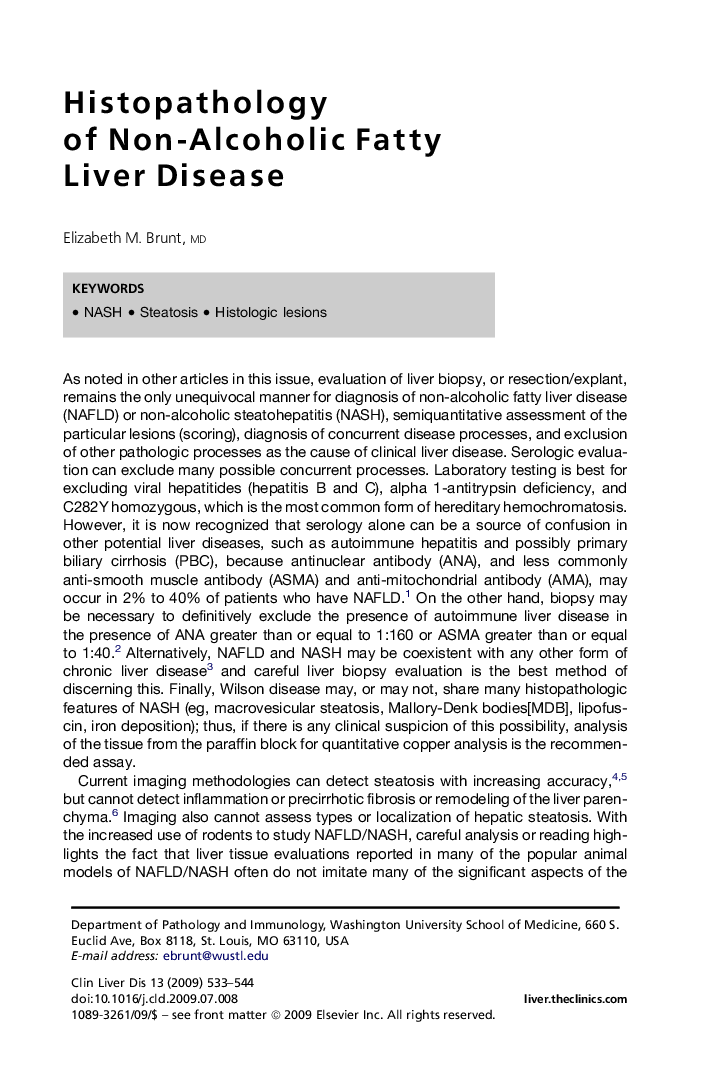 Histopathology of Non-Alcoholic Fatty Liver Disease