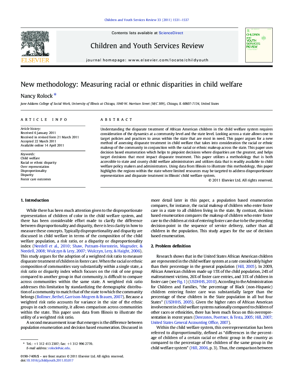 New methodology: Measuring racial or ethnic disparities in child welfare