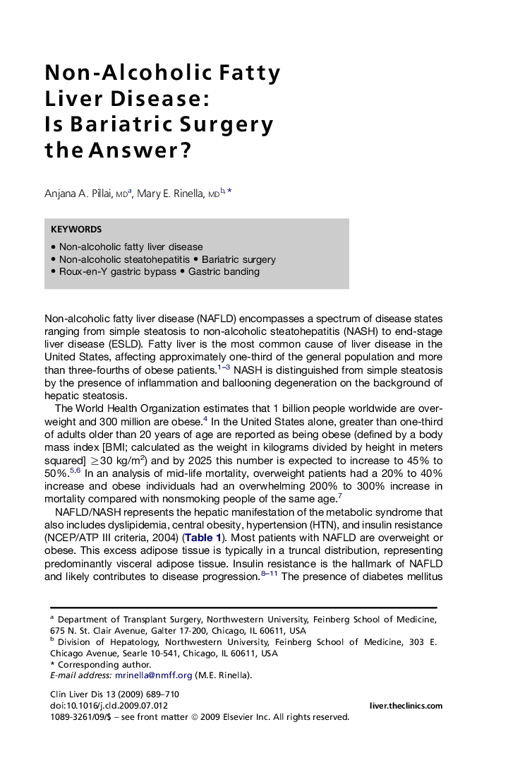 Non-Alcoholic Fatty Liver Disease: Is Bariatric Surgery the Answer?