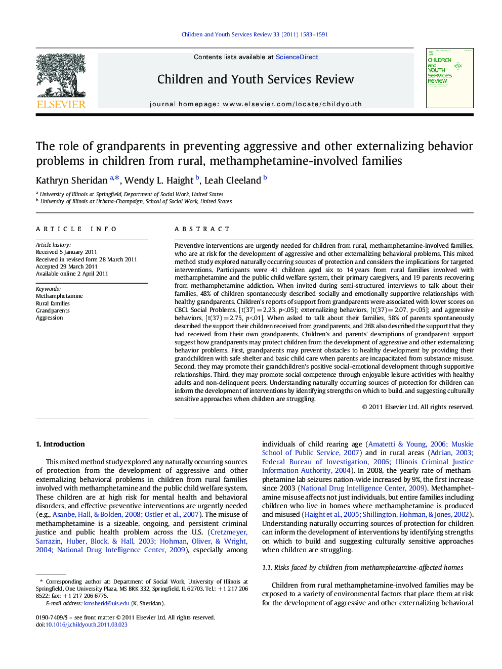 The role of grandparents in preventing aggressive and other externalizing behavior problems in children from rural, methamphetamine-involved families