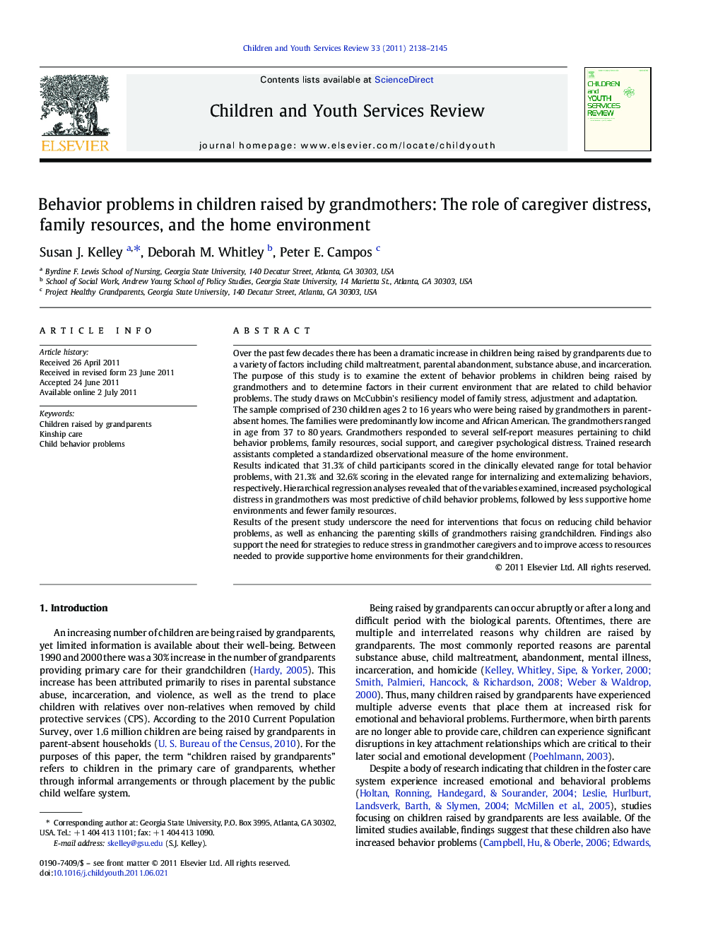 Behavior problems in children raised by grandmothers: The role of caregiver distress, family resources, and the home environment