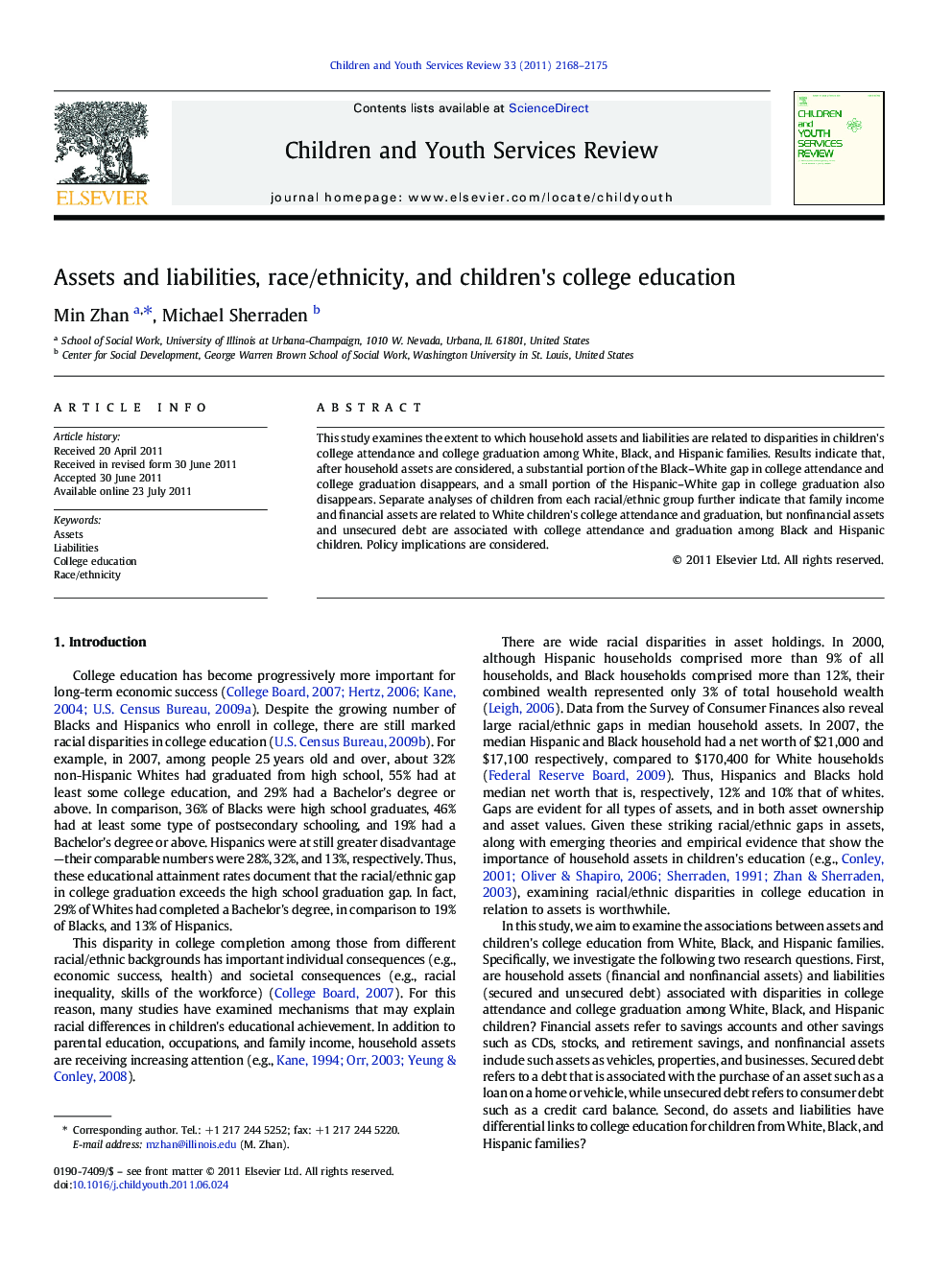 Assets and liabilities, race/ethnicity, and children's college education