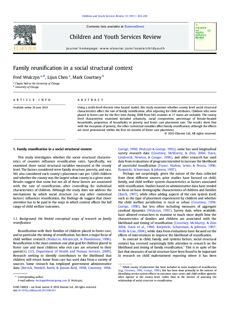 Family reunification in a social structural context