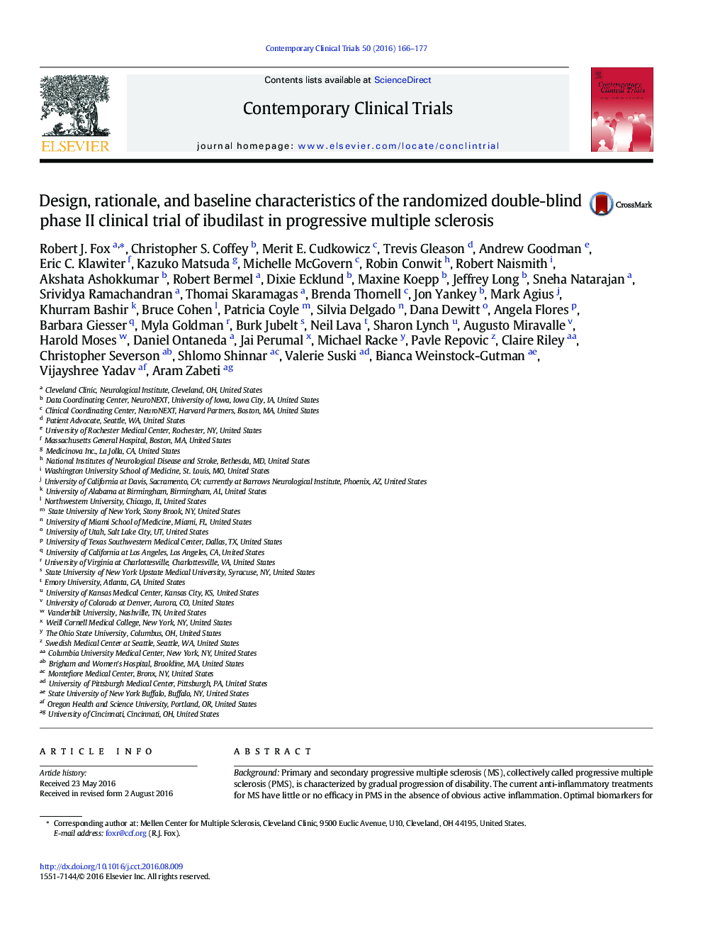 Design, rationale, and baseline characteristics of the randomized double-blind phase II clinical trial of ibudilast in progressive multiple sclerosis