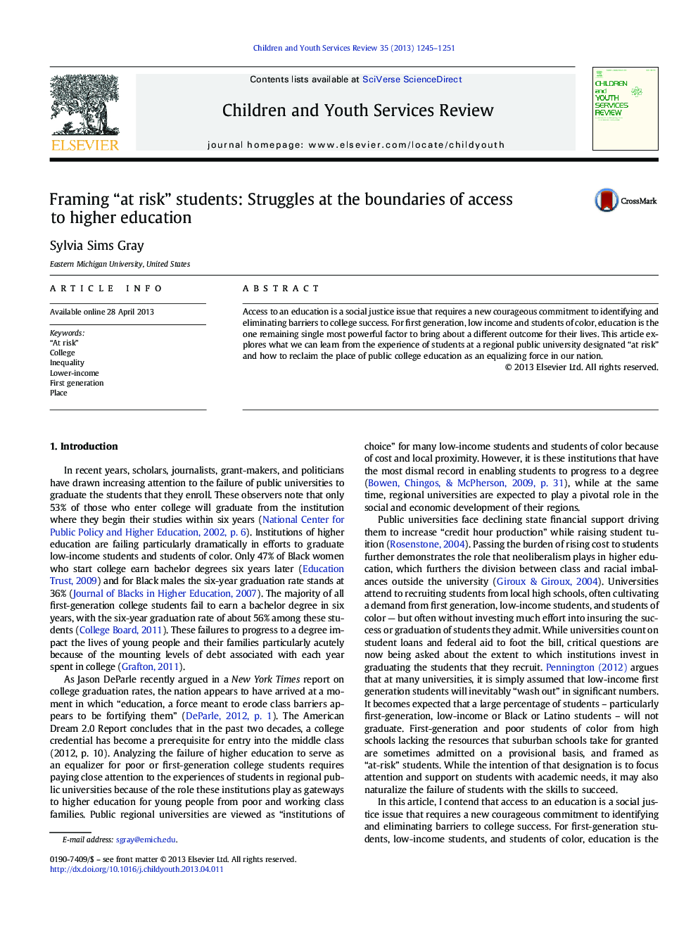 Framing “at risk” students: Struggles at the boundaries of access to higher education