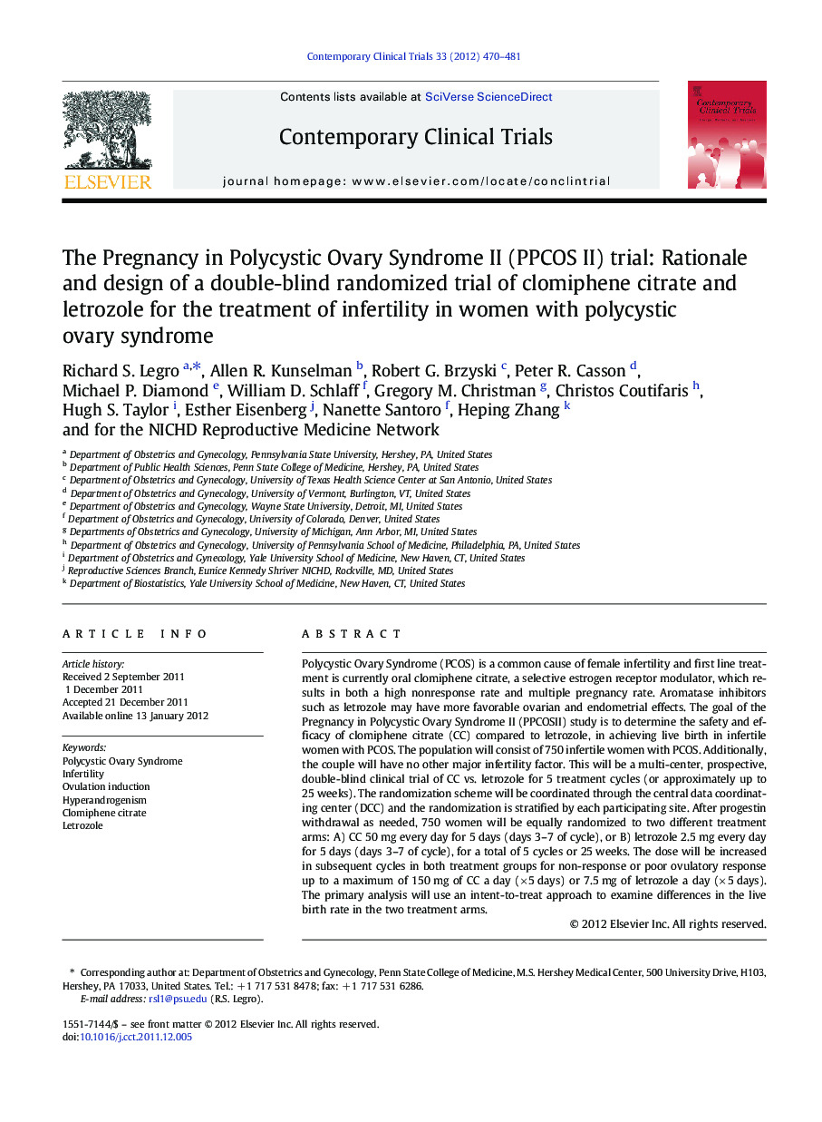 The Pregnancy in Polycystic Ovary Syndrome II (PPCOS II) trial: Rationale and design of a double-blind randomized trial of clomiphene citrate and letrozole for the treatment of infertility in women with polycystic ovary syndrome