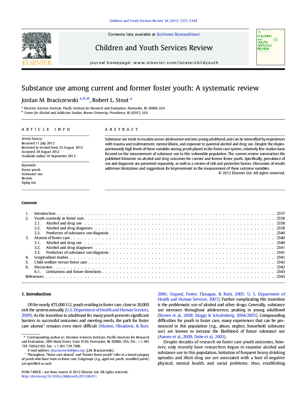 Substance use among current and former foster youth: A systematic review