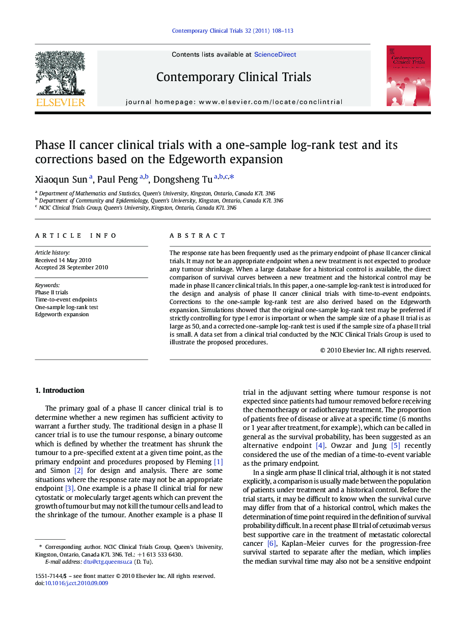 Phase II cancer clinical trials with a one-sample log-rank test and its corrections based on the Edgeworth expansion