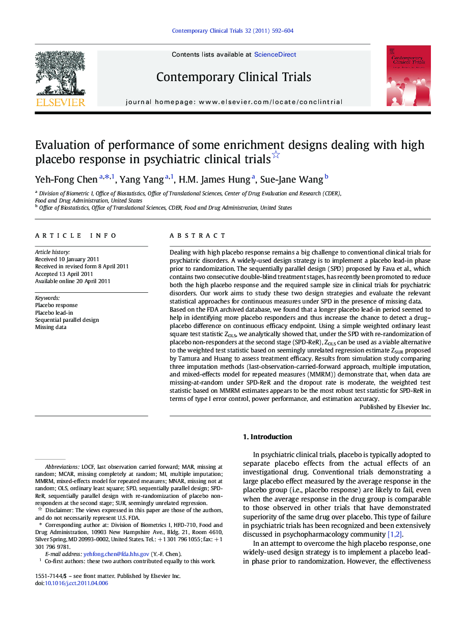 Evaluation of performance of some enrichment designs dealing with high placebo response in psychiatric clinical trials 