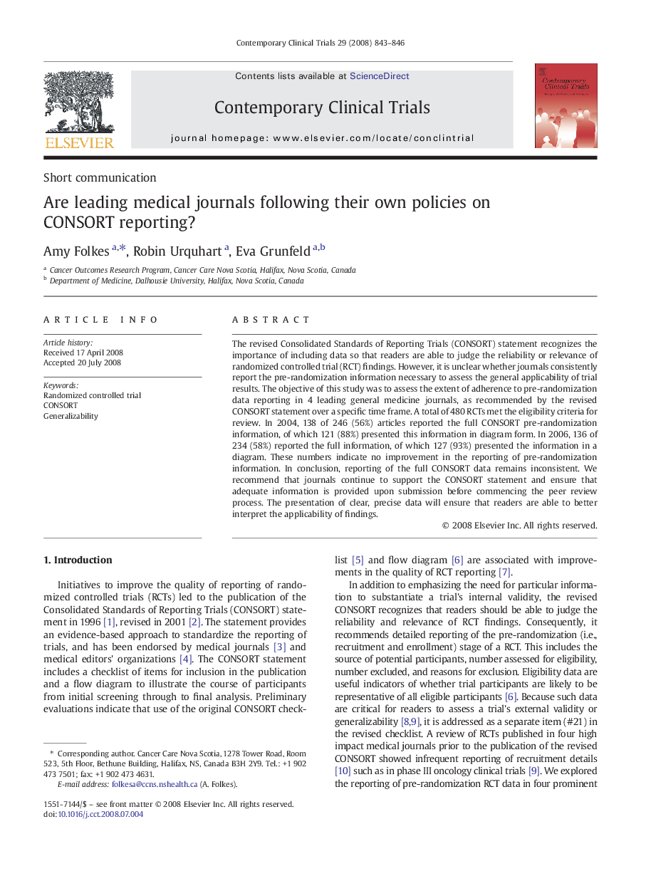 Are leading medical journals following their own policies on CONSORT reporting?