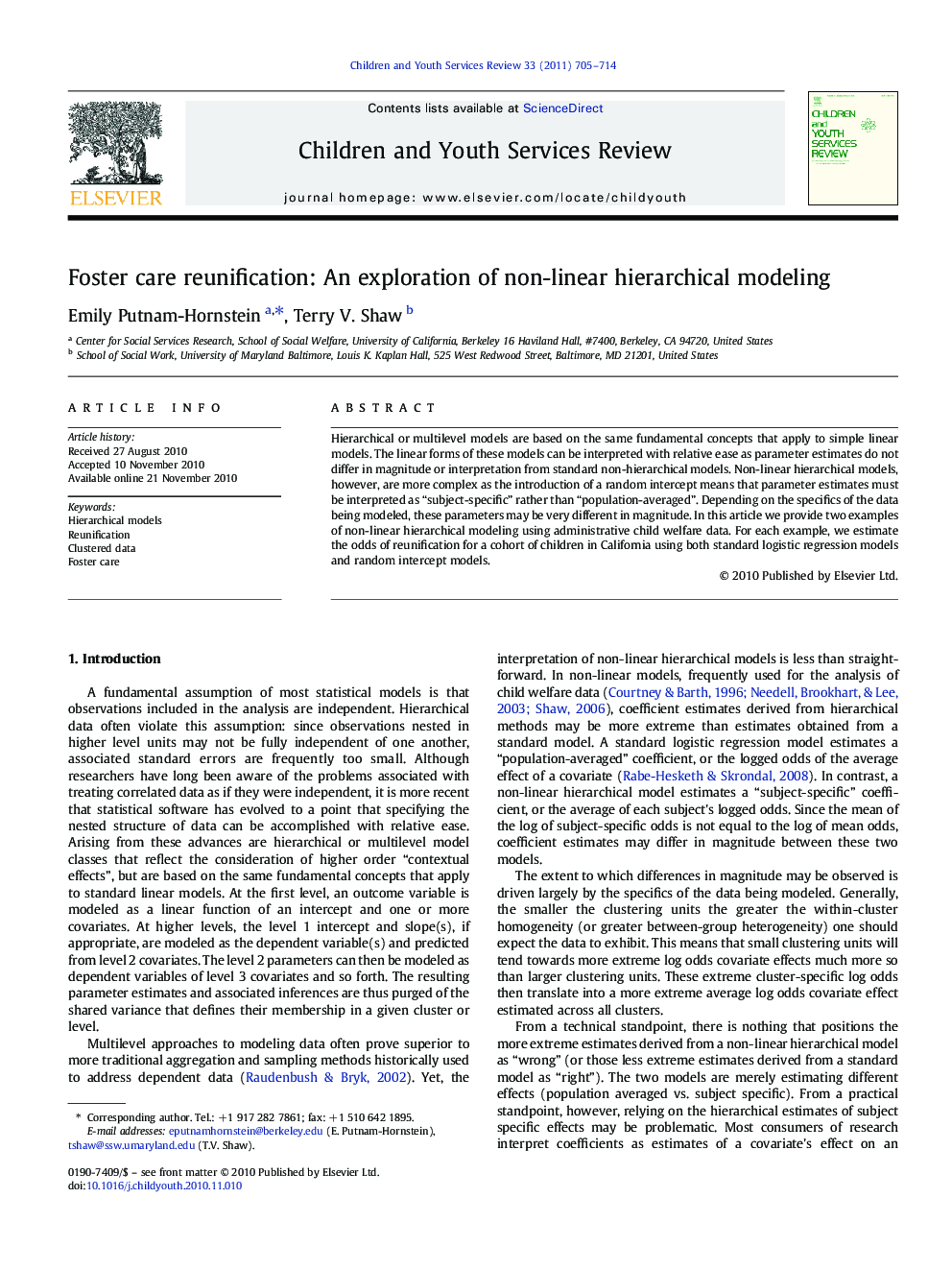 Foster care reunification: An exploration of non-linear hierarchical modeling