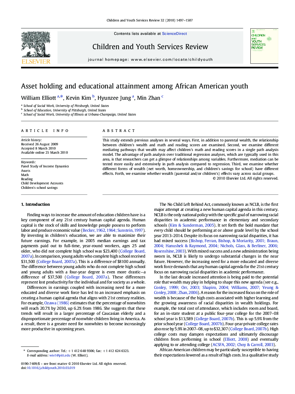 Asset holding and educational attainment among African American youth