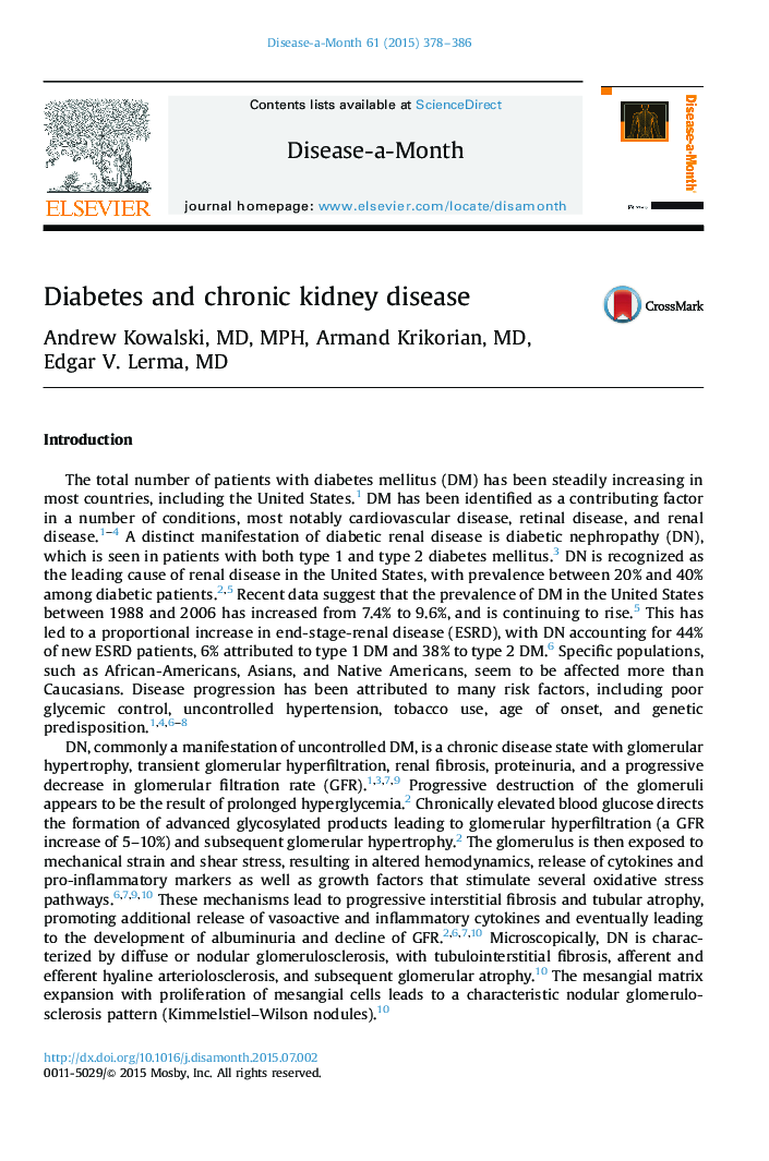 Diabetes and chronic kidney disease
