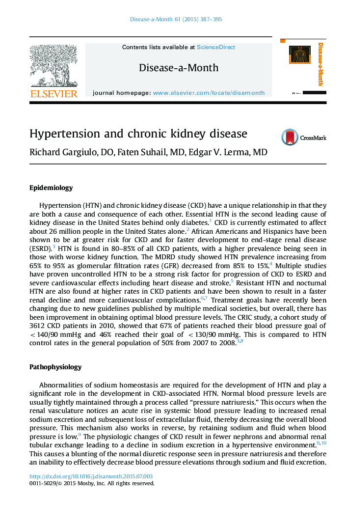 Hypertension and chronic kidney disease